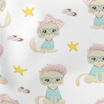 Beautiful Cat With Bow Glasses Stretch Ponte