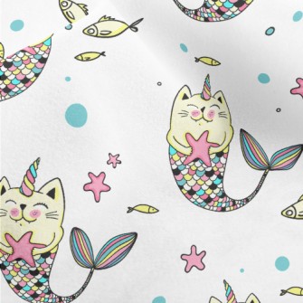 Colorful Cat Mermaid Micro Fleece