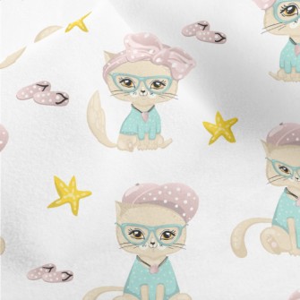 Beautiful Cat With Bow Glasses Micro Fleece