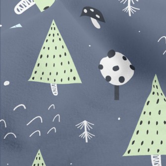 Forest Trees Mushrooms Micro Fleece