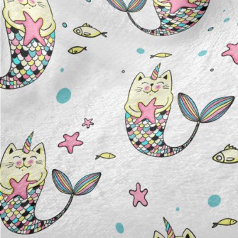 Colorful Cat Mermaid Minky