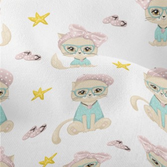Beautiful Cat With Bow Glasses Lightweight Performance Linen