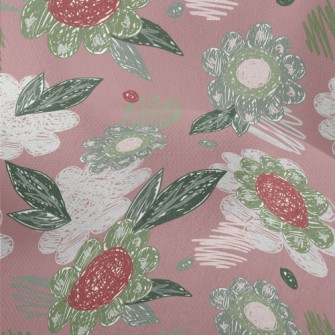 Crayon Sketch Flowers Lightweight Performance Linen