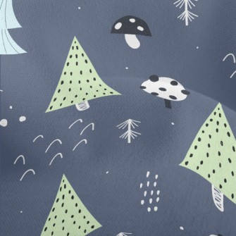 Forest Trees Mushrooms Lightweight Performance Linen
