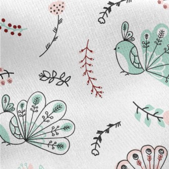 Peacock With Beautiful Tail Jersey Backed Fleece