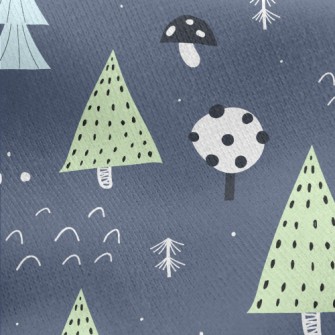 Forest Trees Mushrooms Jersey Backed Fleece