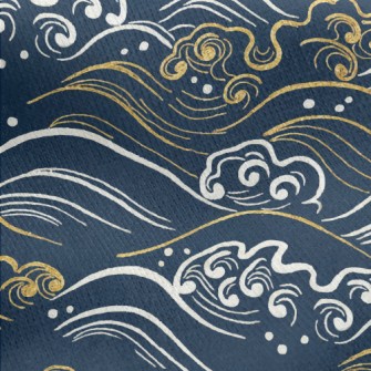 Chinese Wind Waves Jersey Backed Fleece