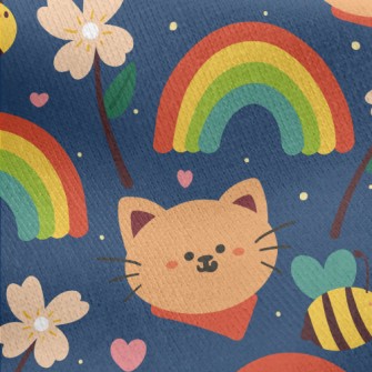 Rainbow Scarf Kitten Jersey Backed Fleece