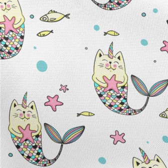 Colorful Cat Mermaid Pongee
