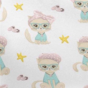 Beautiful Cat With Bow Glasses Pongee