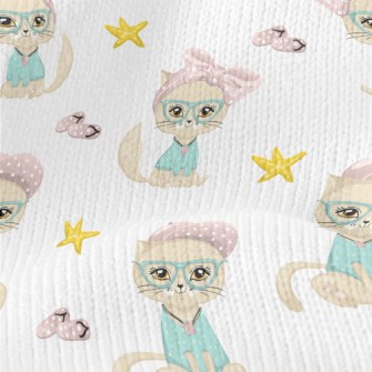 Beautiful Cat With Bow Glasses Stretch Jersey