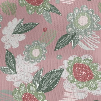 Crayon Sketch Flowers Stretch Jersey