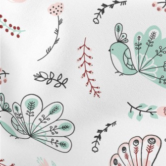 Peacock With Beautiful Tail Lightweight Cotton Poplin