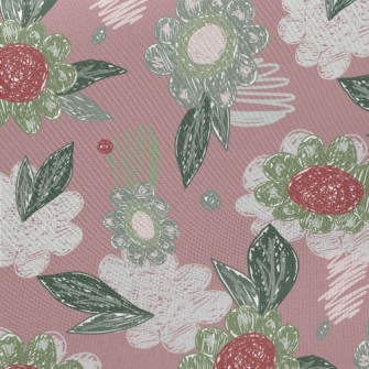 Crayon Sketch Flowers Midweight Cotton Poplin