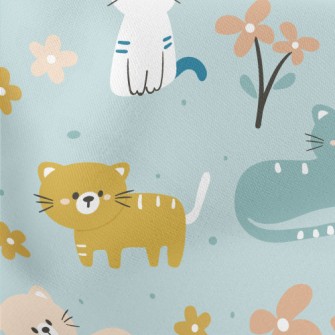 Naughty Little Cat Lightweight Cotton Poplin