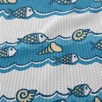 Shells And Fish Birdseye Piqué