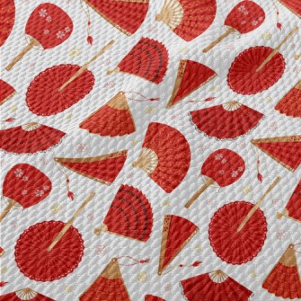 Japanese Red Fan Birdseye Piqué