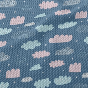 Hand Drawn Doodle Clouds Birdseye Piqué