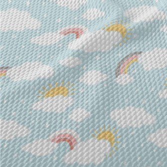 Hand Drawn Sunny Rainbow Birdseye Piqué