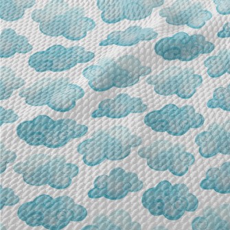 Watercolor Blue Clouds Birdseye Piqué