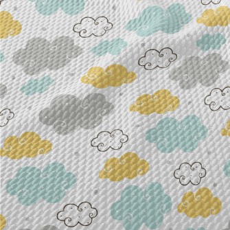 Colorful Cartoon Clouds Birdseye Piqué