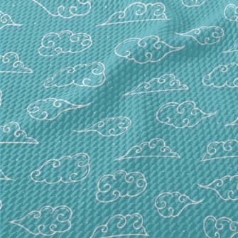 Cute Line Clouds Birdseye Piqué