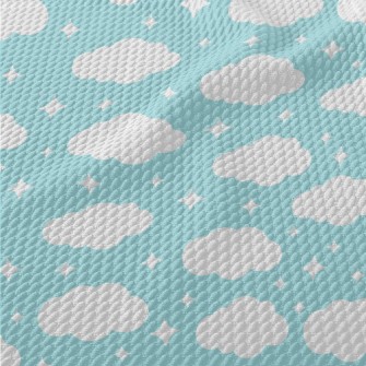White Stars And Clouds Birdseye Piqué