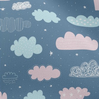 Hand Drawn Doodle Clouds Chiffon