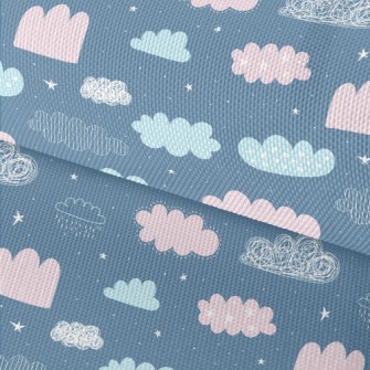 Hand Drawn Doodle Clouds Waterproof Oxford