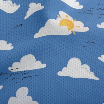 Cartoon Blue Sky And Flying Bi Athletic Mesh Flat Back