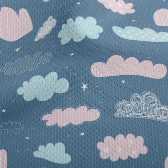 Hand Drawn Doodle Clouds Athletic Mesh Flat Back