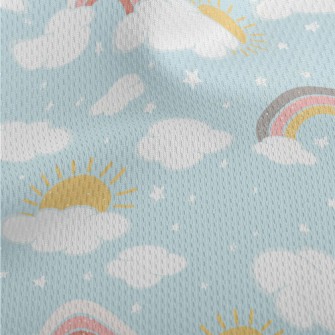 Hand Drawn Sunny Rainbow Athletic Mesh Flat Back
