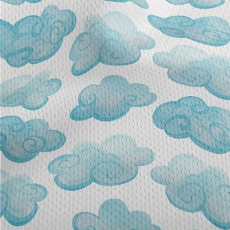 Watercolor Blue Clouds Athletic Mesh Flat Back