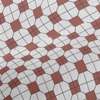 Retro Tile Pattern Performance Linen
