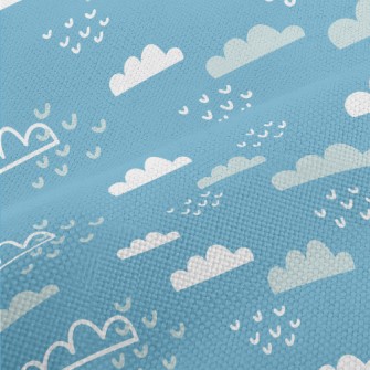 Lovely Blue Sky And White Clou Performance Linen