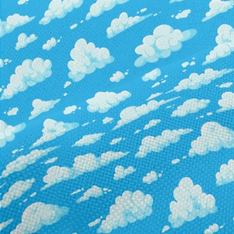 Cartoon Blue White Clouds Performance Linen
