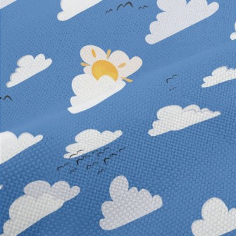 Cartoon Blue Sky And Flying Bi Performance Linen