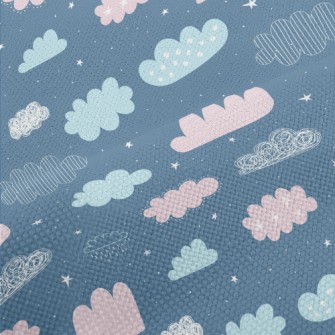 Hand Drawn Doodle Clouds Performance Linen