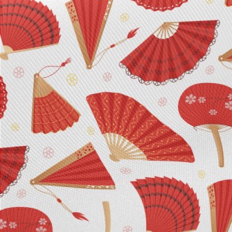 Japanese Red Fan Twill