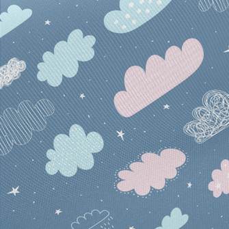 Hand Drawn Doodle Clouds Twill