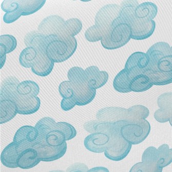Watercolor Blue Clouds Twill