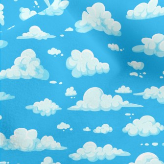 Cartoon Blue White Clouds Micro Fleece