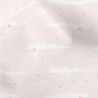 Pink Sky And Flying Birds Micro Fleece