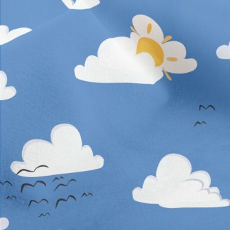 Cartoon Blue Sky And Flying Bi Micro Fleece