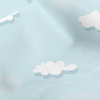 Cartoon Clouds And Blue Sky Micro Fleece