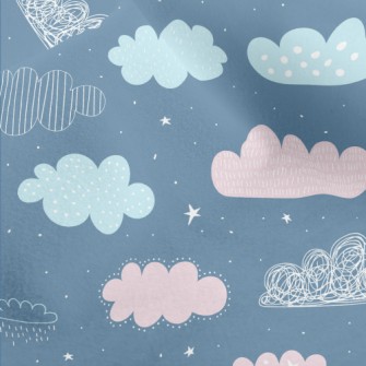 Hand Drawn Doodle Clouds Micro Fleece