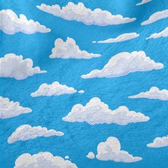 Fluffy Cartoon Clouds Minky