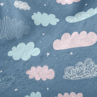 Hand Drawn Doodle Clouds Minky