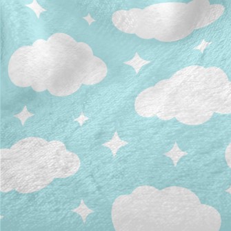 White Stars And Clouds Minky
