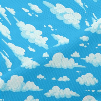 Cartoon Blue White Clouds Piqué